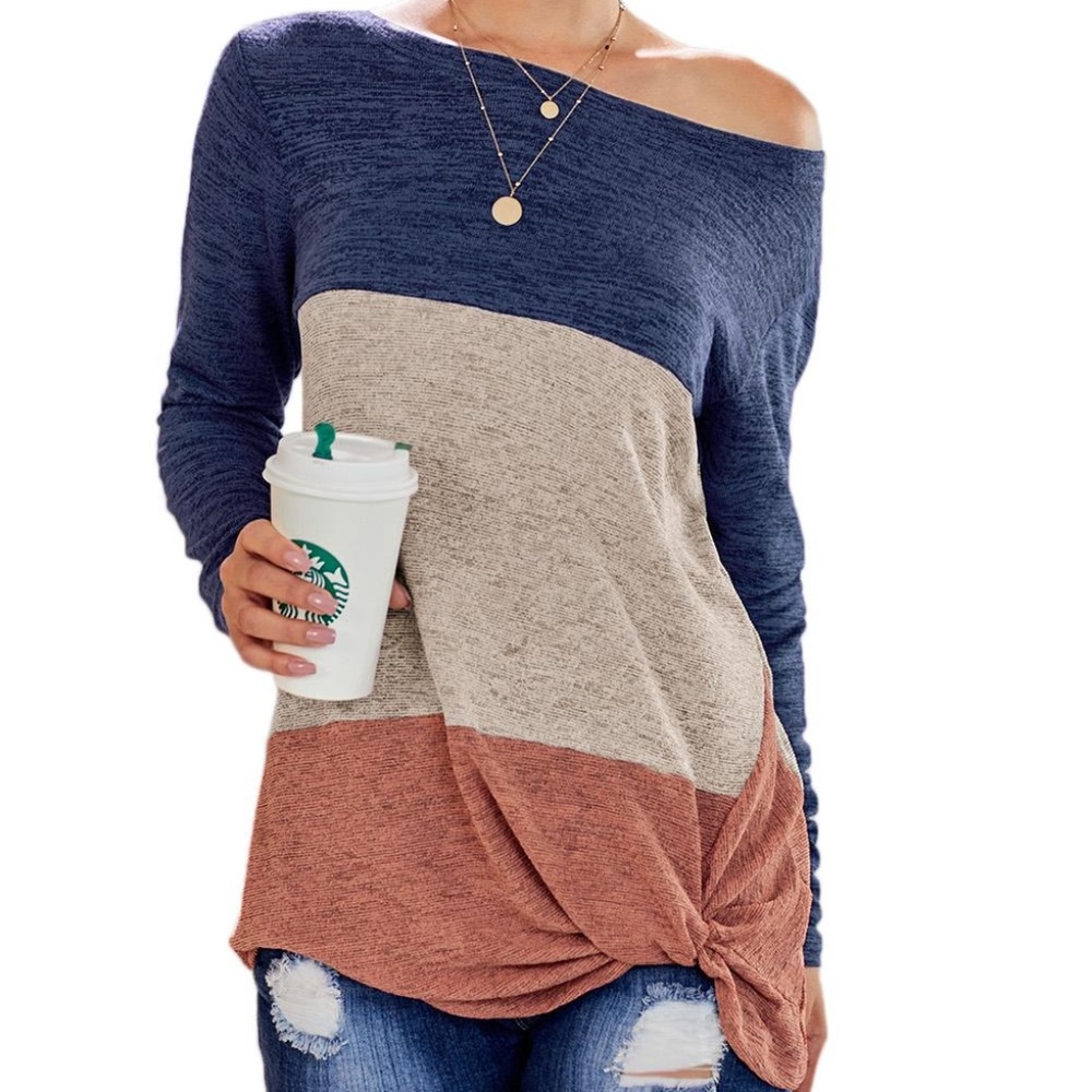 Long sleeve color block top